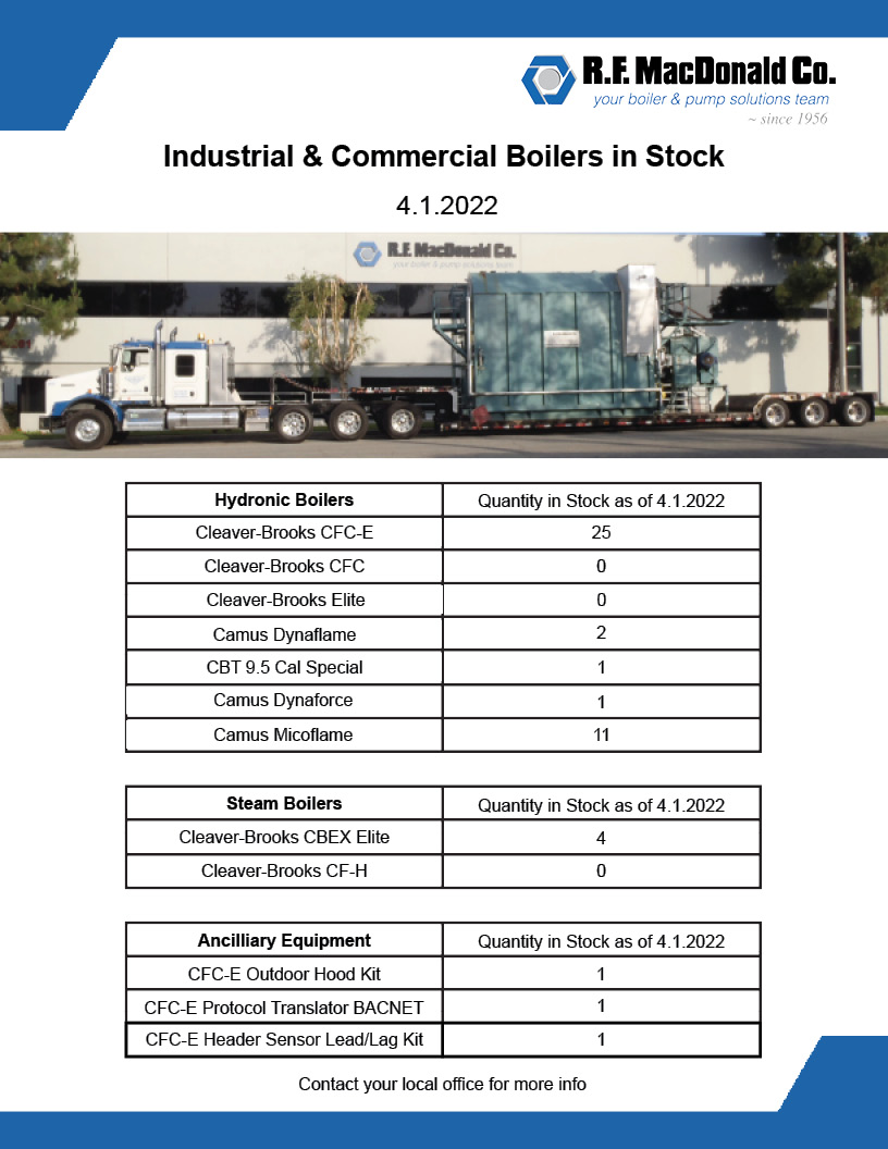 CA and Nevada boilers in stock